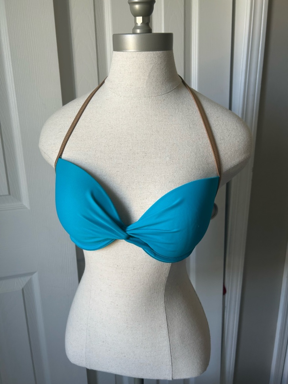 aerie Turquoise Twist Halter Bikini Top